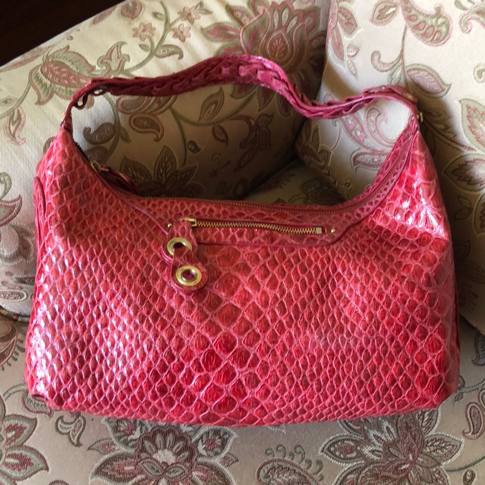 Red snakeskin purse